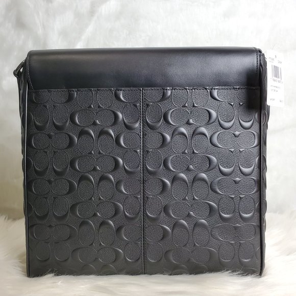 COACH BLACK HOUSTON MAP BAG IN SIGNATURE LEATHER - Picture 3 of 6